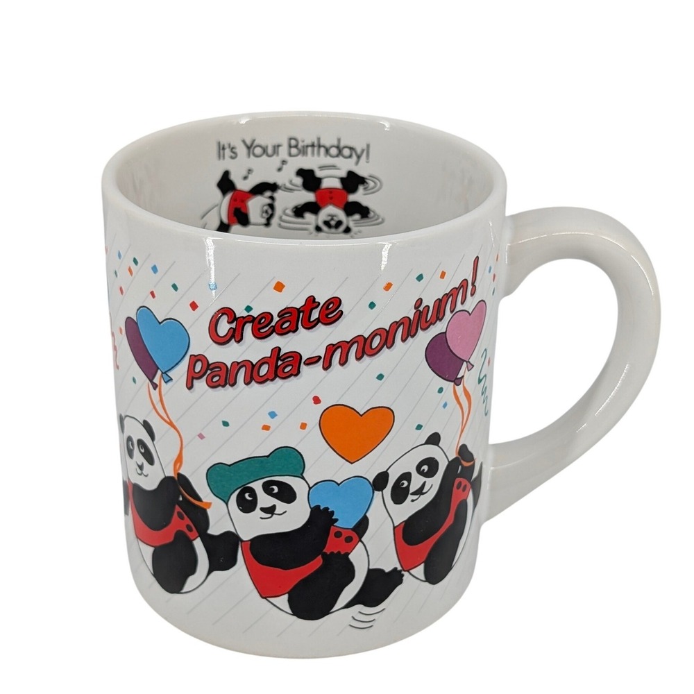 Vintage 80s Applause Jubilee Panda-monium Birthday Coffee Mug Panda Bears Kawaii